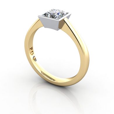 Video-Princess Engagement Ring, Yellow Gold, RS10, 3D