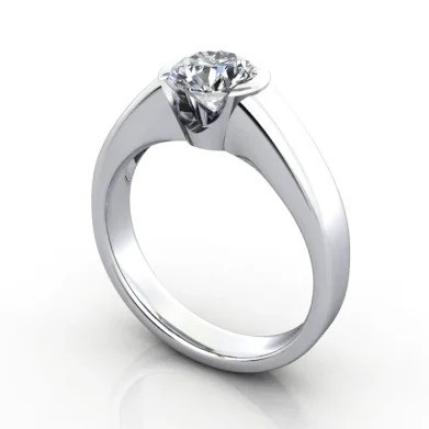 Round Engagement Ring, Platinum, RS39, 3D