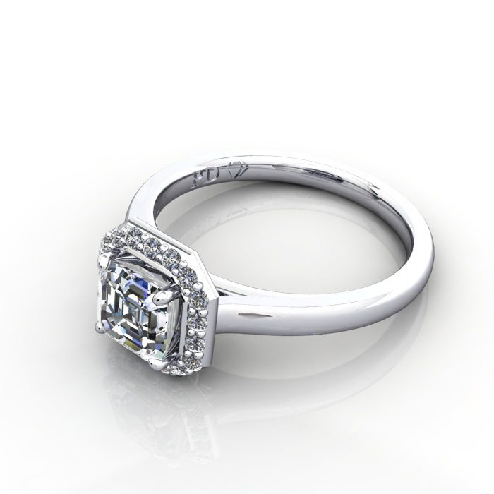 Asscher Engagement Ring, White Gold, RH1, LF
