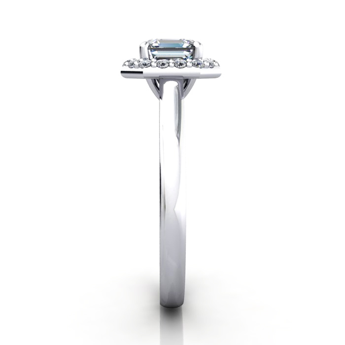 Asscher Engagement Ring, White Gold, RH1, SV