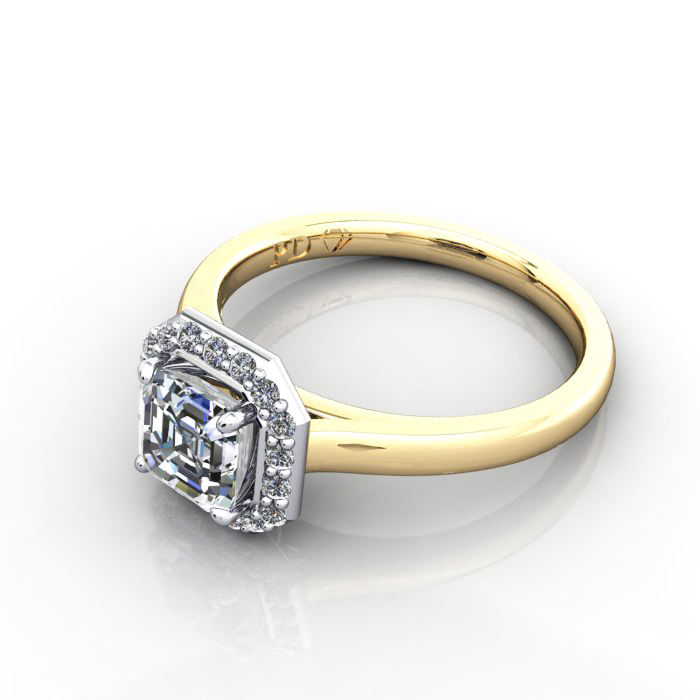Asscher Engagement Ring, Yellow Gold, RH1, LF Asscher Engagement Ring, Yellow Gold, RH1, LF