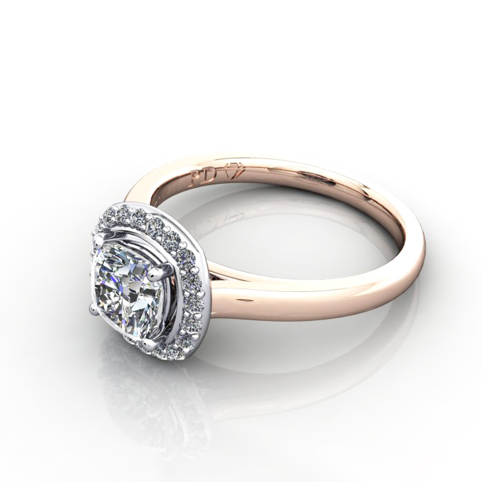 Cushion Engagement Ring ,Rose Gold, RH1, LF Cushion Engagement Ring ,Rose Gold, RH1, LF