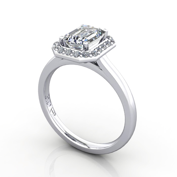 Emerald Engagement Ring, Platinum. RH1, 3D