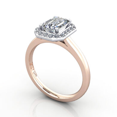 Emerald Engagement Ring, Rose Gold. RH1, 3D