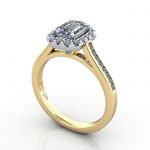 Emerald Engagement Ring, Yellow Gold, RH4, 3D Emerald Engagement Ring, Yellow Gold, RH4, 3D