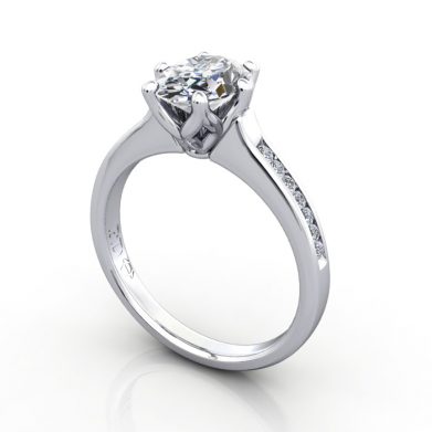 Engagement Ring, Platinum, Oval diamond, RSA3, 3D
