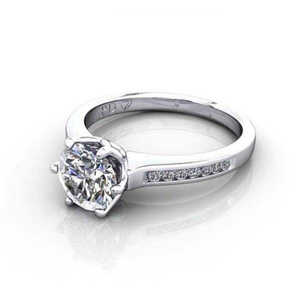 Engagement Ring, Platinum, Round diamond, RSA3, LF