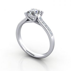 Video-Engagement Ring, Princess Cut, RSA2, Platinum, 3D