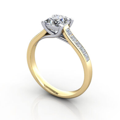 Engagement Ring, Princess Cut, RSA2, Yellow Gold, 3D