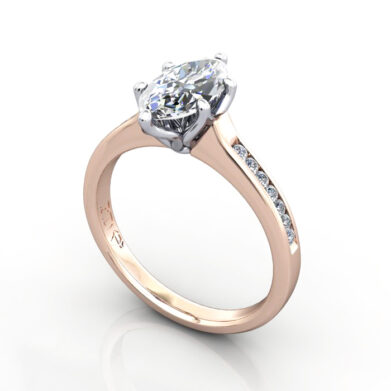 Engagement Ring, RG, Marquise cut diamond, RSA3, 3D