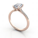 Engagement Ring, Rose Gold, Emerald Cut Diamond, RSA1, 3D Thumbnail