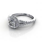 Halo Diamond Ring, RH3, Round, Platinum, LF Halo Diamond Ring, RH3, Round, Platinum, LF