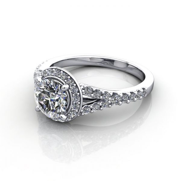 Halo Diamond Ring, RH3, Round, Platinum, LF