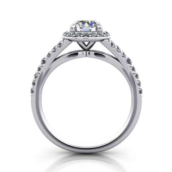Halo Diamond Ring, RH3, Round, Platinum, TF