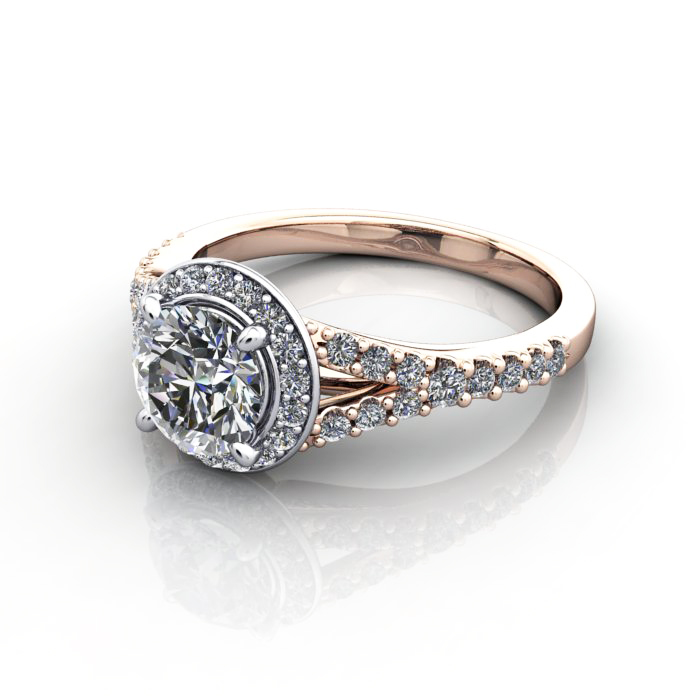 Halo Diamond Ring, RH3, Round, Rose, LF