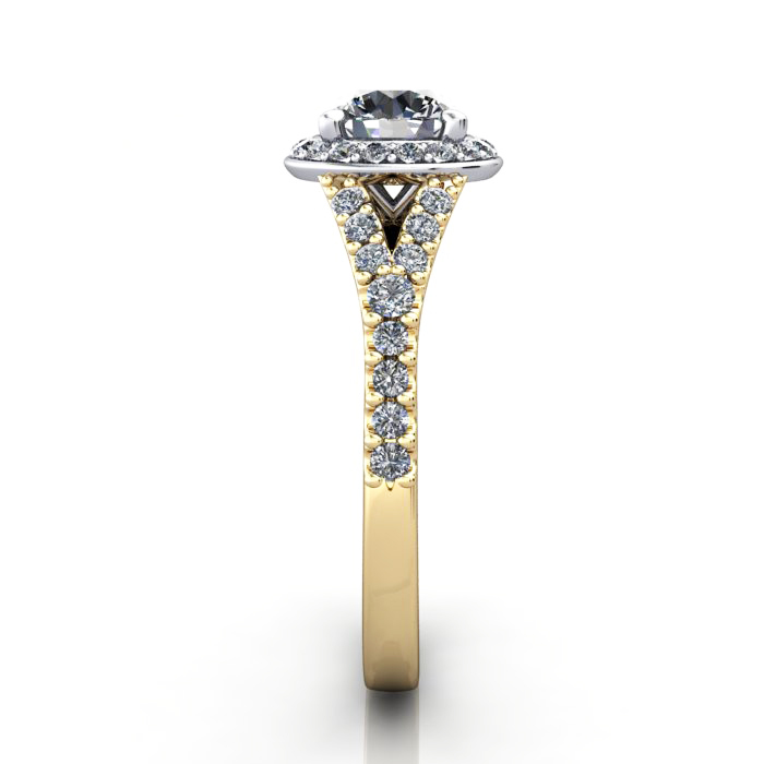 Halo Diamond Ring, RH3, Round, Yellow, SV