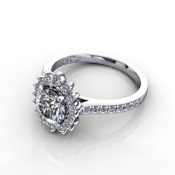 Halo Engagement Ring, Platinum, RH2. LF