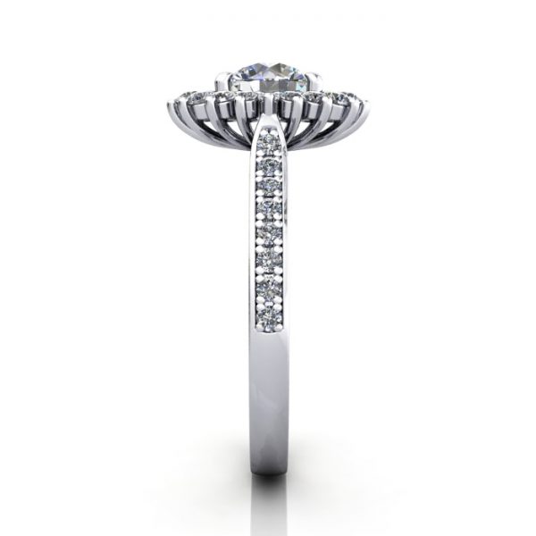 Halo Engagement Ring, Platinum, RH2. SV