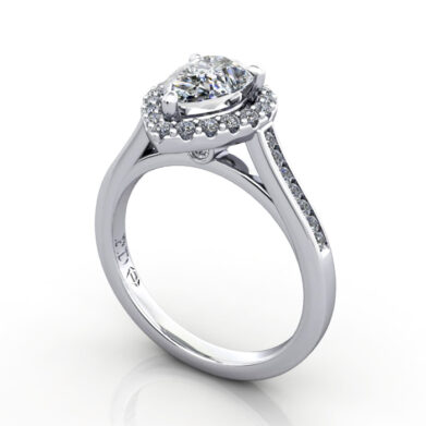 Halo Engagement Ring, Platinum, RH4, 3D