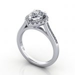Halo Engagement Ring, Platinum, RH4, 3D Halo Engagement Ring, Platinum, RH4, 3D