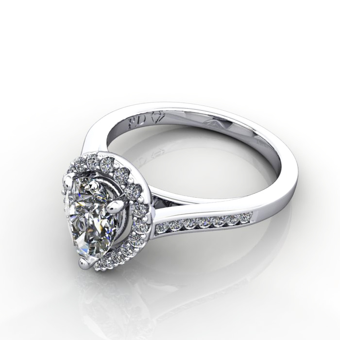 Halo Engagement Ring, Platinum, RH4, LF Halo Engagement Ring, Platinum, RH4, LF