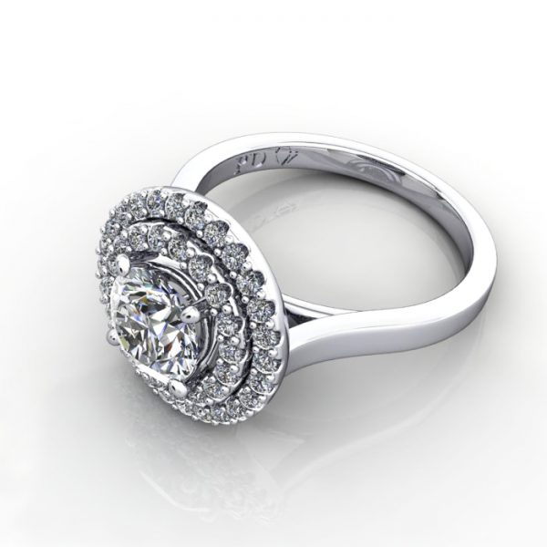 Halo Engagement Ring, Platinum, RH5, LF