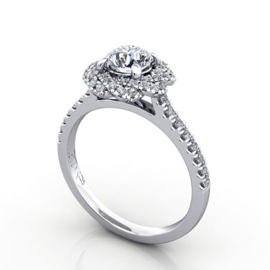 Halo Engagement Ring, Platnium, RH7, 3D
