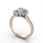 Halo Engagement Ring, Rose Gold, RH2. 3D