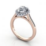 Halo Engagement Ring, Rose Gold, RH4, 3D Halo Engagement Ring, Rose Gold, RH4, 3D