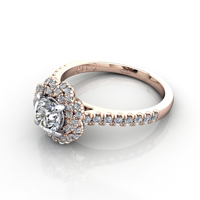Halo Engagement Ring, Rose Gold, RH7, LF Halo Engagement Ring, Rose Gold, RH7, LF