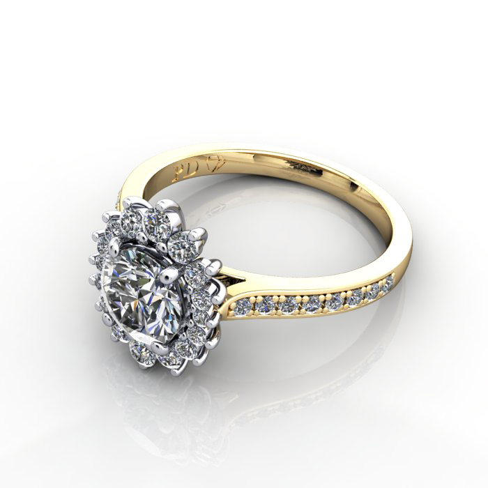 Halo Engagement Ring, Yellow Gold, RH2. LF