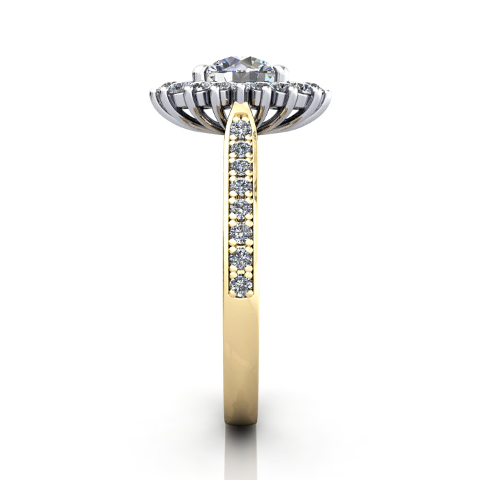 Halo Engagement Ring, Yellow Gold, RH2. SV