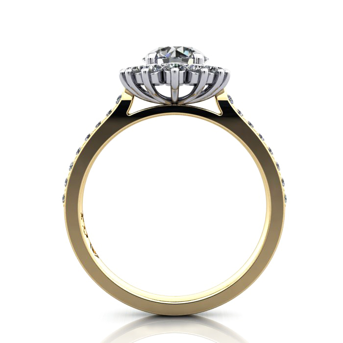 Halo Engagement Ring, Yellow Gold, RH2. TF