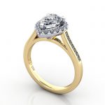 Halo Engagement Ring, Yellow Gold, RH4, 3D Halo Engagement Ring, Yellow Gold, RH4, 3D