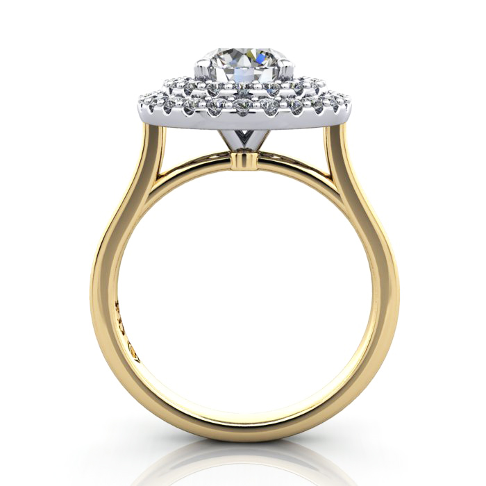 Halo Engagement Ring, Yellow Gold, RH5, TF Halo Engagement Ring, Yellow Gold, RH5, TF
