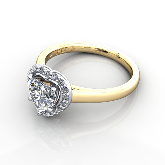 Heart Engagement Ring, YG RH1, LF