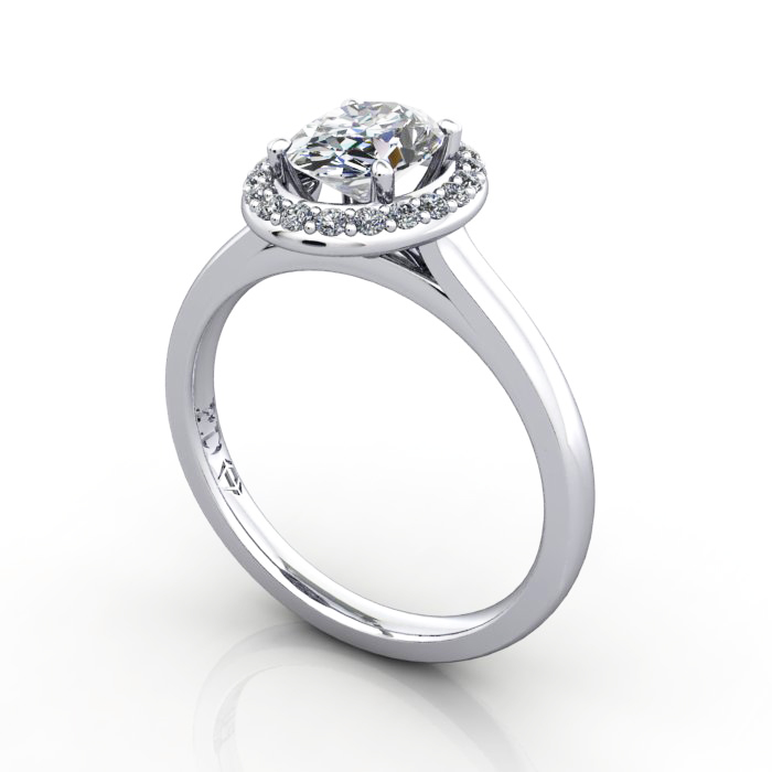 Oval Engagement Ring, Platinum, RH1, 3D