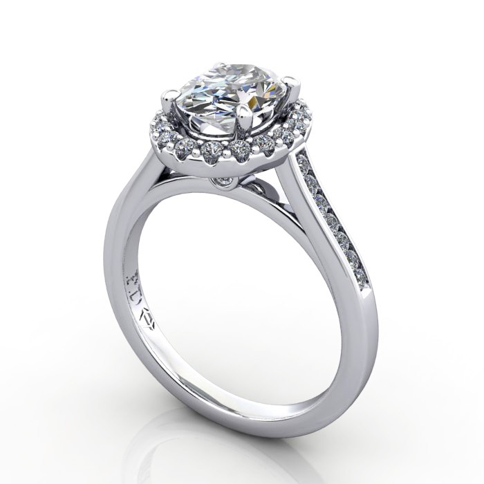 Oval Engagement Ring, Platinum, RH4, 3D