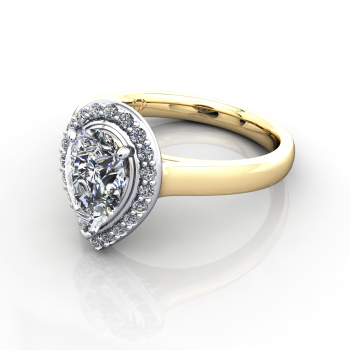 Pear Engagement Ring, YG, RH1, LF Pear Engagement Ring, YG, RH1, LF