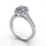 Princess Engagement Ring, Platinum, RH4, 3D