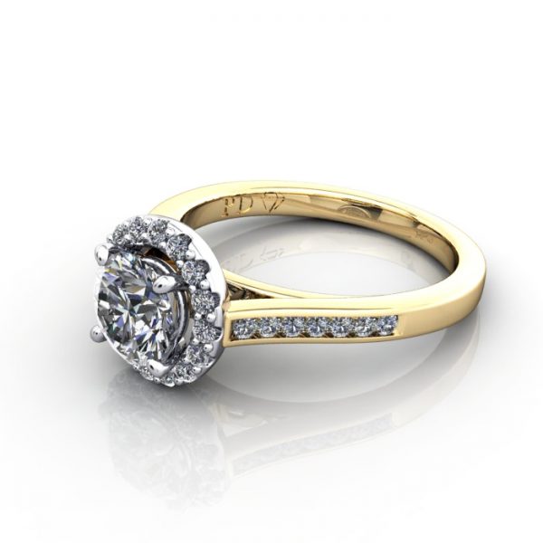 Round Engagement Ring, Yellow Gold, RH4, LF