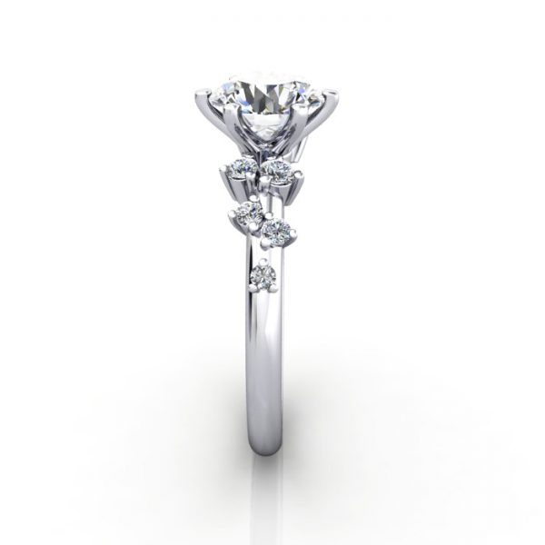 Solitaire ring with scatter accents, RSA11, Plat, SV