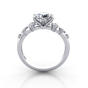 Solitaire ring with scatter accents, RSA11, Plat, TF