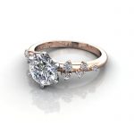 Solitaire ring with scatter accents, RSA11, RG, LF Solitaire ring with scatter accents, RSA11, RG, LF