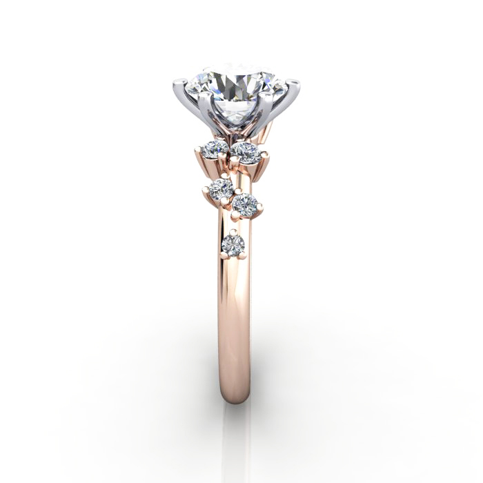 Solitaire ring with scatter accents, RSA11, RG, SV Solitaire ring with scatter accents, RSA11, RG, SV