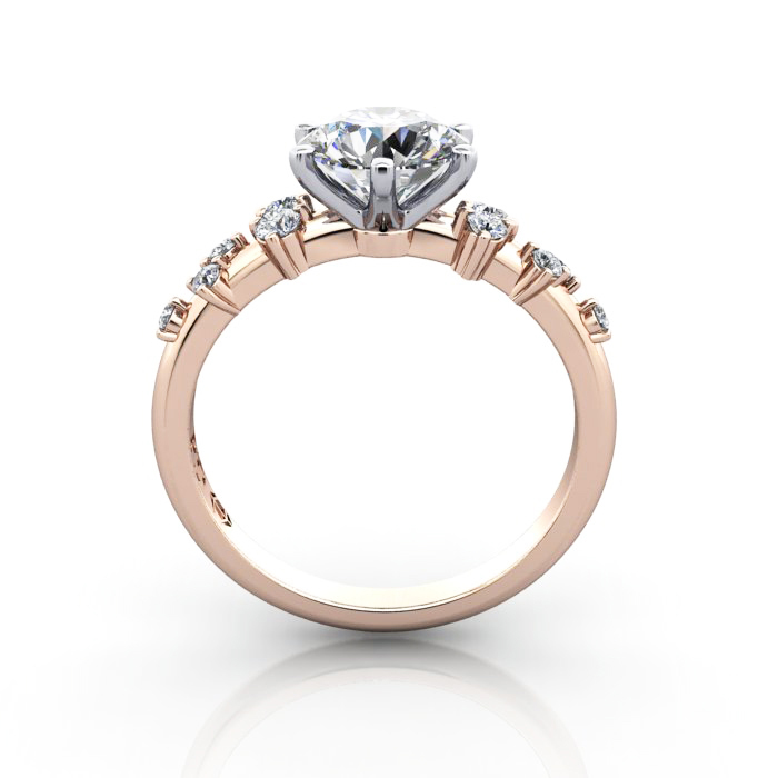Solitaire ring with scatter accents, RSA11, RG, TF Solitaire ring with scatter accents, RSA11, RG, TF