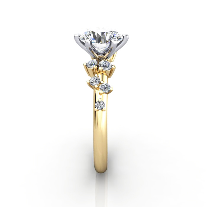Solitaire ring with scatter accents, RSA11, YG, SV Solitaire ring with scatter accents, RSA11, YG, SV