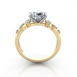 Solitaire ring with scatter accents, RSA11, YG, TF Solitaire ring with scatter accents, RSA11, YG, TF