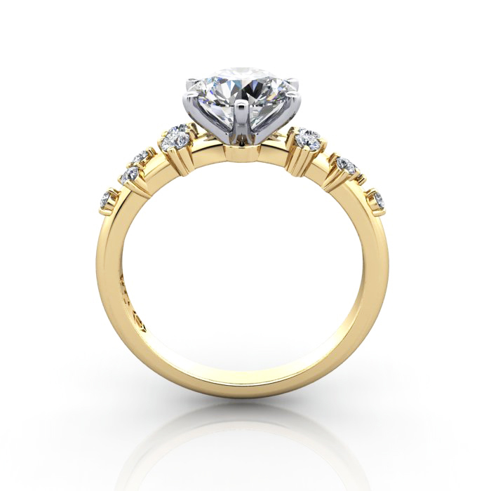 Solitaire ring with scatter accents, RSA11, YG, TF Solitaire ring with scatter accents, RSA11, YG, TF