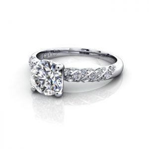 Solitaire ring with twist accent, RSA7, Plat, LF
